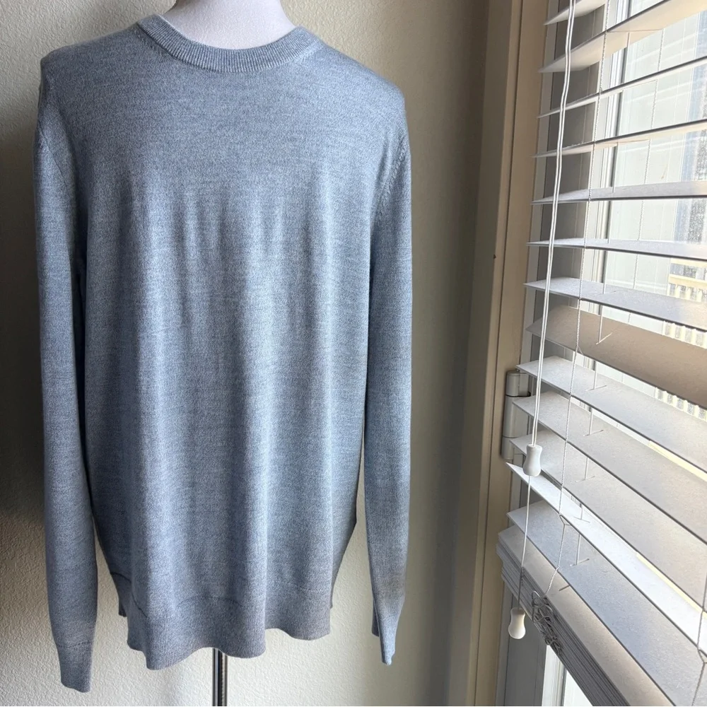 Banana Republic Men’s Baruffa Italian Merino Wool Crew Neck Blue Sweater L